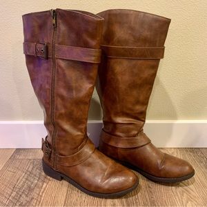 Brash Cognac Brown Riding Boots, Size 7W